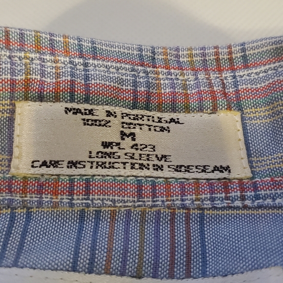 Vintage Levi's Button Down Shirt Size M Blue 90's Plaid Striped Western - Picture 3 of 5